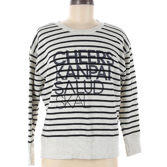 JCREW CHEERS SWEATSHIRT CREW STRIPED FRENCH TERRY - Picture 2 of 8